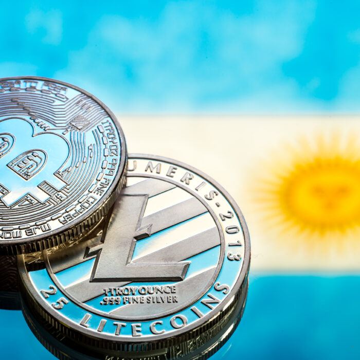 A stylized digital map of the world with a highlighted focus on Latin America, representing global PR for crypto companies