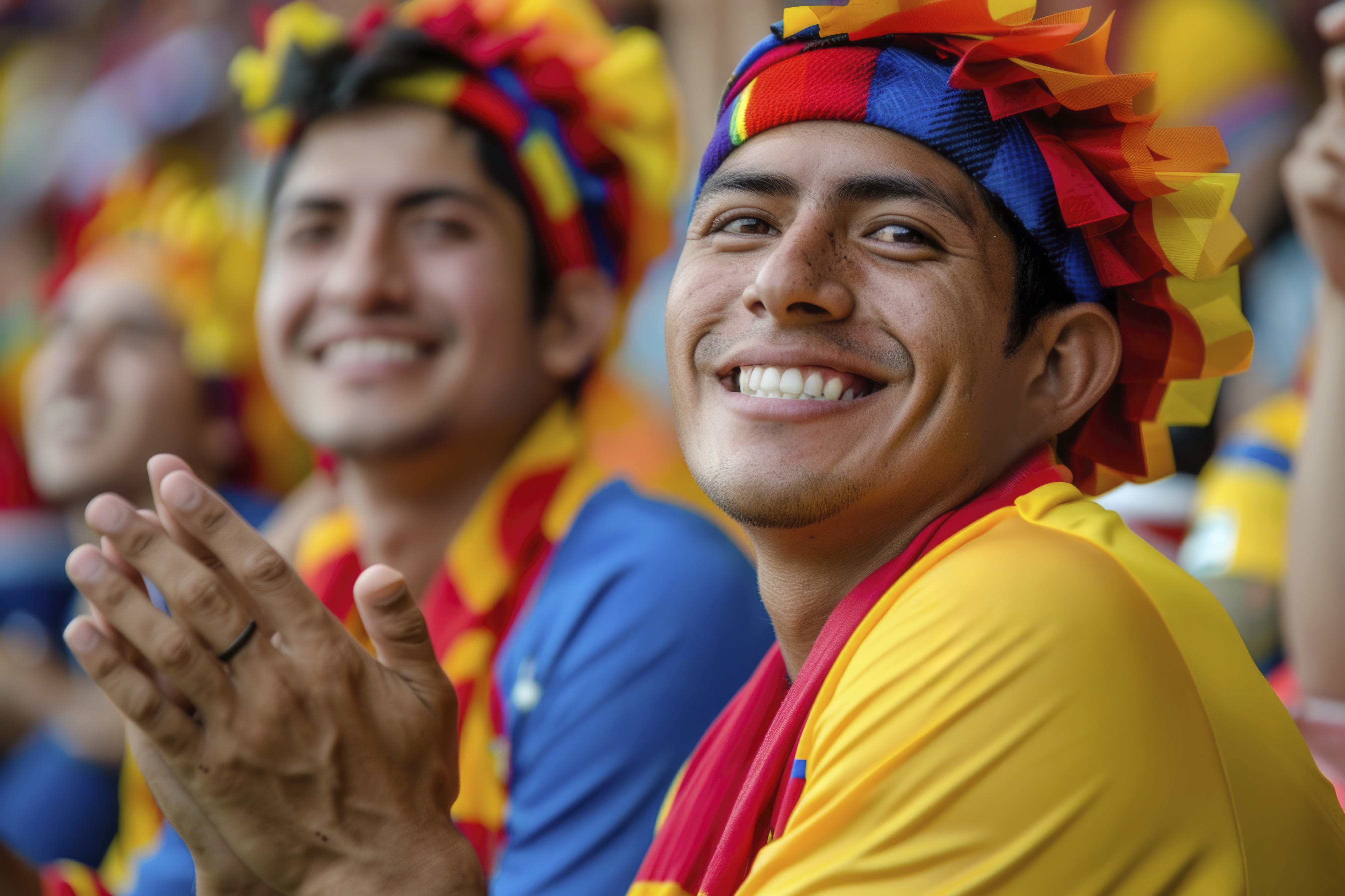 A fan of Colombian soccer enjoying a game