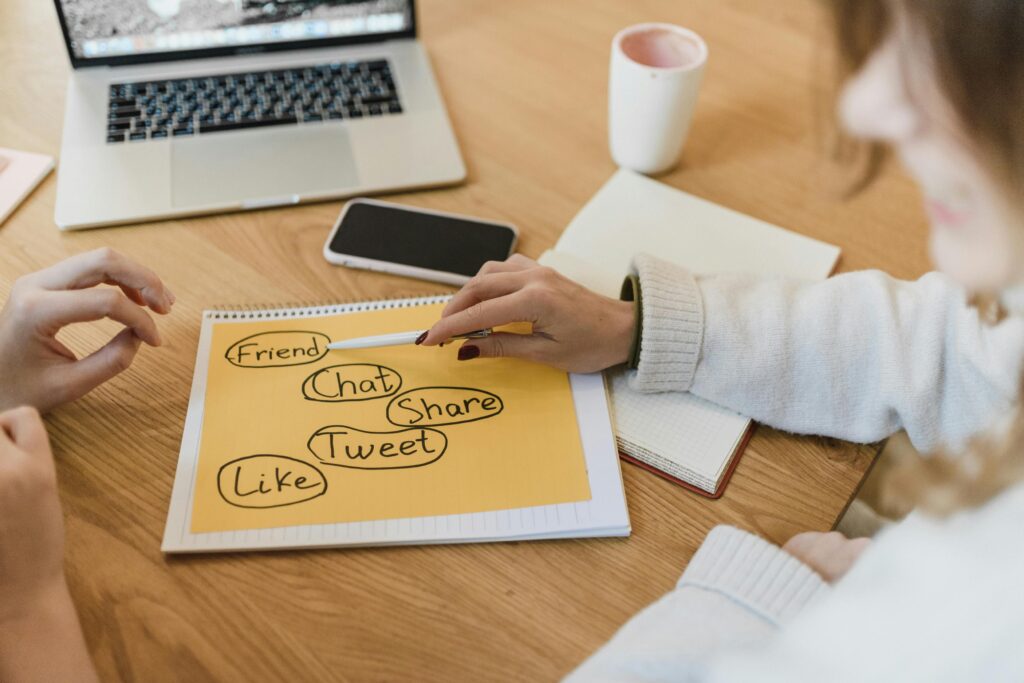 A social media marketer doing a PR research campaign