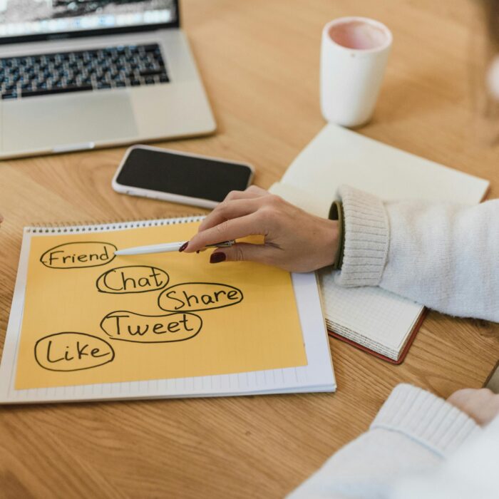 A social media marketer doing a PR research campaign