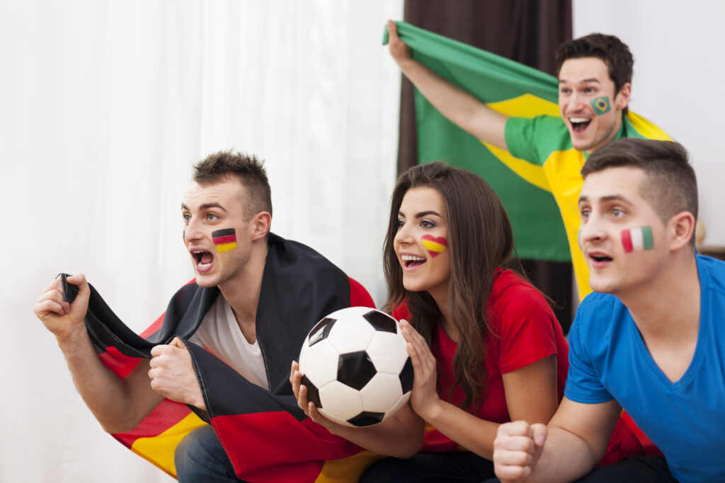 A group of people watching 2026 World Cup games
